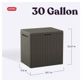 Keter City 30-Gallon Resin Outdoor Storage Box & Side Table, WOOD Grain