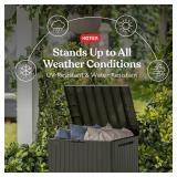 Keter City 30-Gallon Resin Outdoor Storage Box & Side Table, WOOD Grain