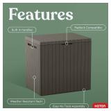 Keter City 30-Gallon Resin Outdoor Storage Box & Side Table, WOOD Grain