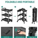 $83 YITAHOME 240LBS Folding Utility Cart with Wheels, 3-Tier