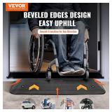 VEVOR Rubber Threshold Ramp 1 Rise, Wheelchair 3.7 ft, Non-Slip