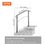 VEVOR Outdoor Step Handrails for 2 3 Steps, Wrought Iron Black