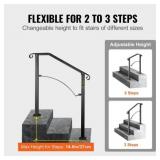 VEVOR Outdoor Step Handrails for 2 3 Steps, Wrought Iron Black