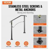 VEVOR Outdoor Step Handrails for 2 3 Steps, Wrought Iron Black