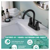 Black Homikit 2-Handle 4-Inch Matte Black Bathroom Faucet