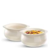 OCS Parts Ivory White Stoneware Onion Soup Bowls, Set of 2, 12 oz