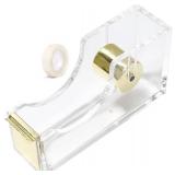 Clear Acrylic Tape Dispenser with Gold Accents