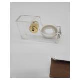 Clear Acrylic Tape Dispenser with Gold Accents