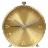 Cloudnola Glam Metal Alarm Clock Gold, 4.3 inch Diameter, Battery Operated Quartz Movement, Silent Non Ticking