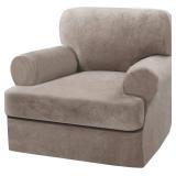 H.Versailtex 2-Piece Stretch Velvet Furniture Cover Set - Taupe