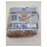 H.Versailtex 2-Piece Stretch Velvet Furniture Cover Set - Taupe