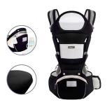 NEW 6-in-1 Ergonomic Baby Carrier with Hip Seat for Newborn to Toddler - Black/Grey