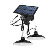NEW Solar Double Head Ceiling Pendant Light w/Remote Outdoor Indoor Lamp Waterproof