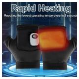 NEW Rechargeable Typing Fingerless Gloves 360 Degree Heated Winter Windproof BLACK