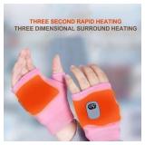 NEW Rechargeable Typing Fingerless Gloves 360 Degree Heated Winter Windproof BLACK