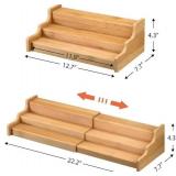 NEW Three-Layer Bamboo Retractable Storage Rack Organizer for Cans or Spices