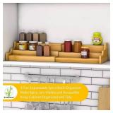 NEW Three-Layer Bamboo Retractable Storage Rack Organizer for Cans or Spices