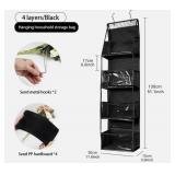 Door Hanging Organizer with 4 Pockets  for Shoes Purse and Toys No-Drill BLACK