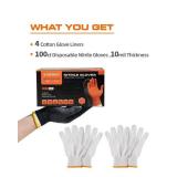 NEW Disposable Nitrile Cotton Black Bbq Grill Gloves Heat Resistant 100ct LARGE
