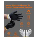 NEW Disposable Nitrile Cotton Black Bbq Grill Gloves Heat Resistant 100ct LARGE