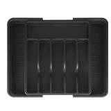 Silverware Drawer Organizer, Expandable Utensil Tray BPA Free BLACK