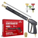 YAMATIC Pressure Washer Gun Wand with Swivel 3/8 Plug & M22 Coupler, Stainless Steel Extension Lance Replacement for Ryobi, Simpson, Craftsman Power Washer for Foam Cannon Car Wash, 4000 PSI