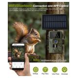 Solar Trail Camera 8K 30FPS, 60MP Bluetooth WiFi Game Camera, APP Control Trail Cam, 120° Detection Angle/Night Vision/0.1S Trigger Motion Activated/IP66 Waterproof, Deer for Wildlife Farm