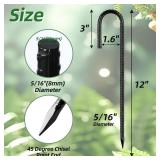 Besitu 12 Inch Rebar Stakes J Hook Ground Stakes 16-Pack Heavy Duty Galvanized Chain Link Fence Stakes Metal Tent Stakes for Outdoor Lawn Decorations Inflatables Canopy Swing Set