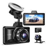 AZDOME M01 Dual Dash Cam Front and Rear with Free 64GB Card, 3 Screen Dual Dashboard Camera for Car, Built-in ADAS G-Sensor, 24H Parking Mode Car Camera (M01 Pro)