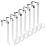 FYY Over the Door Hooks, 8 Pack Door Hangers Hooks with Rubber Prevent Scratches Heavy Duty Organizer Hooks for Living Room, Bathroom, Bedroom, Kitchen Hanging Clothes, Towels, Hats, Coats, Bags White