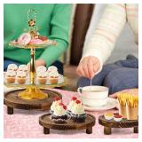 HAOPENGYOU 6PCS Wooden Risers for Display Wood Cake Stand for Party Round Food Risers for Buffet Wooden Holder Rustic Riser for Decor Tiered Tray Decor Home Kitchen (Rustic, 6 PCS (8, 6, 5)) MISSING F
