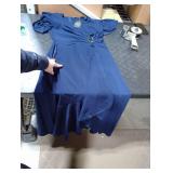 QMZ Wedding Guest Dresses for Women Have Pockets Cocktail Dress Ruffle Sleeve A Line Evening Party Formal Dresses for Women-Navy Blue-M