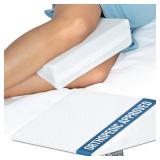 5 STARS UNITED Small Knee Pillow for Side Sleepers Wedge Firm Foam Support for Belly, Back & Knees Compact Maternity Cushion for Travel & Pregnancy Relief, White