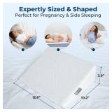 5 STARS UNITED Small Knee Pillow for Side Sleepers Wedge Firm Foam Support for Belly, Back & Knees Compact Maternity Cushion for Travel & Pregnancy Relief, White