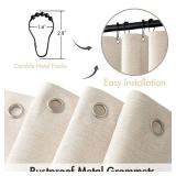 MIULEE Beige Scalloped Shower Curtain Linen Textured with 12 Metal Hooks Cute Heavy Duty Washable Waterproof Neutral Thick Cloth Shower Curtains with Black Border for Bathroom Bathtub,W72*L72 Cream