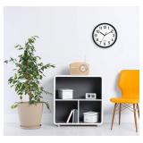 Bernhard Products Black Wall Clock, Large 13-Inch Silent Non Ticking Quartz Battery Operated Round Easy to Read Classroom/Home/School/Office Clock FRAME CRACKED