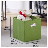 Lanrinwon 11 Inch Fabric Collapsible Storage Cubes,6 Pack Colored Closet Storage Bins with Metal Handles Foldable Cube Baskets for Organizing Clothes, Toys, Booksï¼Green, Gray, Dark Blueï¼