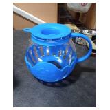Ecolution Micro-Pop Microwave Popcorn Popper 3QT - Temperature Safe Glass w/Multi Purpose Lid (Large  Blue)