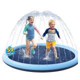 VISTOP Non-Slip Splash Pad for Kids and Dog, Thicken Sprinkler Pool Summer Outdoor Water Toys - Fun Backyard Fountain Play Mat for Baby Girls Boys Children or Pet Dog (59 inch, Blue&Blue)