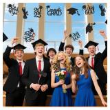 Graduation Decorations 2025, 24 PCS Class of 2025 Double-Sided Centerpieces with Sticks, Black Glitter Grad Table Toppers and Party Supplies for Cake or Photo Booth