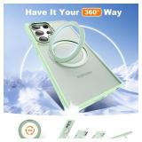 Zalinbo Compatible with Samsung Galaxy S24 Ultra Case with 360Rotatable Magnetic Ring Stand Compatible with Mag-Safe Military Protection Matte Translucent Phone Cases for S24 Ultra 6.8,Green