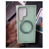 Zalinbo Compatible with Samsung Galaxy S24 Ultra Case with 360Rotatable Magnetic Ring Stand Compatible with Mag-Safe Military Protection Matte Translucent Phone Cases for S24 Ultra 6.8,Green