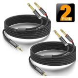 Yumiwoow 2Pack 16Ft 3.5mm TRS to Dual 6.35mm Stereo Cable 1/8 TRS to Dual 6.35mm 1/4 TS Mono Y Splitter Audio Cord Adapter for Smartphone, Mixer,PC, CD Player, Speakers and Home Stereo System