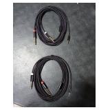 Yumiwoow 2Pack 16Ft 3.5mm TRS to Dual 6.35mm Stereo Cable 1/8 TRS to Dual 6.35mm 1/4 TS Mono Y Splitter Audio Cord Adapter for Smartphone, Mixer,PC, CD Player, Speakers and Home Stereo System