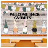 Mooliwe 99 Pcs Back to School Gnomies Bulletin Board Set Welcome Back Gnomies Bulletin Board Classroom Decoration Gnome Cutouts for Home School Library Wall Chalkboard Decor Supplies