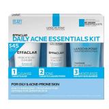Effaclar Daily Acne Essentials Kit, Acne Treatment System, Salicylic Acid Acne Cleanser, Pore Refining Toner, & Matte Face Moisturizer for Oily Skin & Combination Skin, Oil-Free, 2 Month Supply