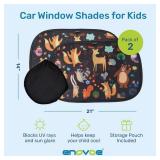 Enovoe 2 Pack Animals Cartoon Car Window Sun Shades for Kids - 21x14 Inches - Baby Sun Shades - Glare and UV Rays Protection Car Window Shades, Suitable for SUVs, Minivans and Full Size Cars