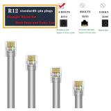 LanSenSu RJ12 Cable Phone Cord RJ12 6P6C Male to Male Straight Wired for Both Data and Voice Use - 2Pack (Silver, 6.6FT)