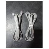 LanSenSu RJ12 Cable Phone Cord RJ12 6P6C Male to Male Straight Wired for Both Data and Voice Use - 2Pack (Silver, 6.6FT)