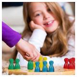 STOBOK 50 Pcs Multicolor Wooden Pawns Board Game Pieces With 2 Dice - Tabletop Markers Chess Pieces for Board Games